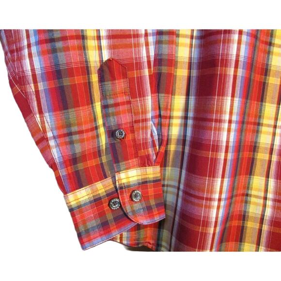 J. Khaki Boy's Shirt, Long Sleeves, Red, Blue, Yellow and White Plaid Size Large - Picture 4 of 4